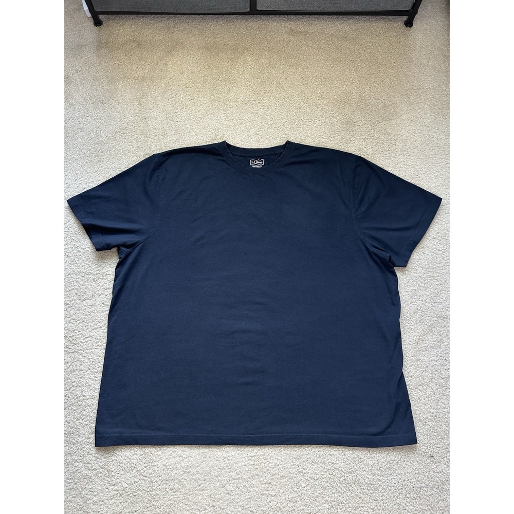 LL Bean Mens 3XL Navy Blue 100% Cotton Short Sleeve T-Shirt Traditional Fit